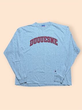 Vintage Duquesne Dukes Y2K Champion Long Sleeve T Shirt Men’s XL Gray Vtg 2000s